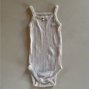 Jamie Kay light ivory pointelle knit sleeveless onesie